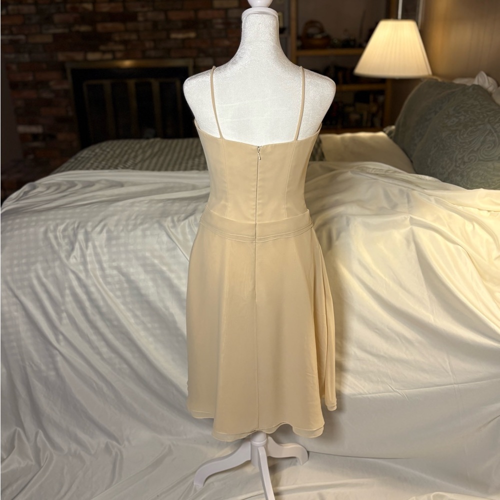 Creamy / Pale Yellow Chiffon Silk Bridesmaid Semiformal Midi Dress Women’s 6 - Picture 5 of 10
